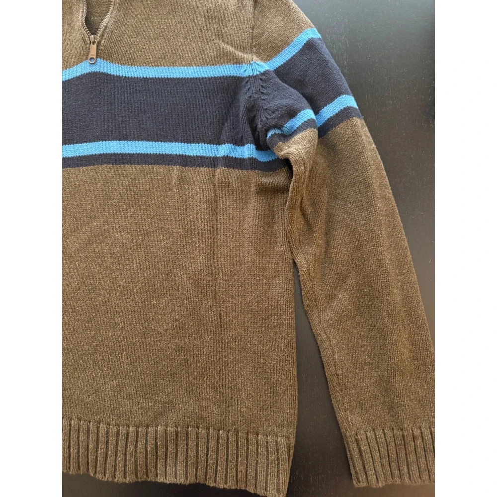 J. Crew Quarter-Zip Pullover Sweater‎ Mens Large Olive Colorblock Cotton
